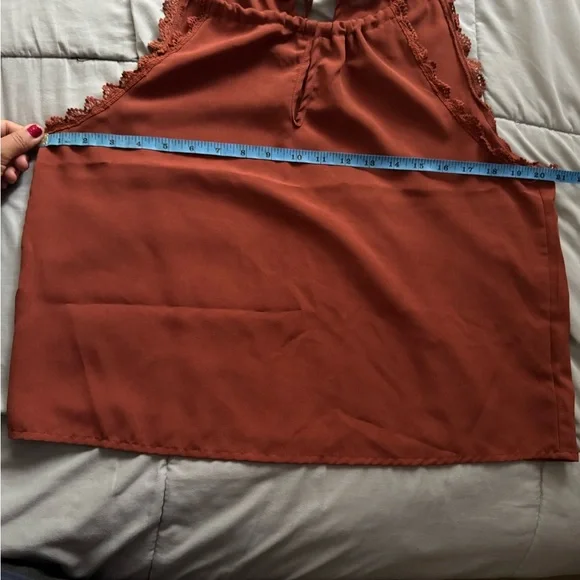 Frenchy Cut Out Tie Back Lace Trim Halter Top - Picture 8 of 8